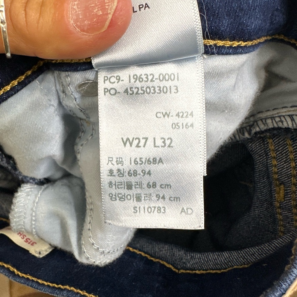 Levi's 315 Shaping Bootcut Dark Indigo Jeans with Yellow Stitching size W27-L32 - Picture 5 of 6